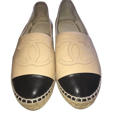 chanel beige leather espadrilles|chanel espadrilles discount.